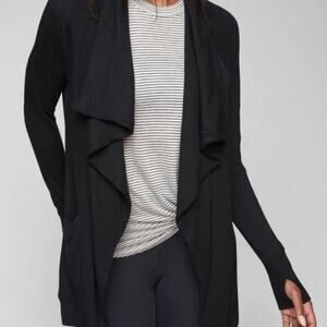Athleta Black Studio Wrap Cardigan Magnet‎ Closure Size Small